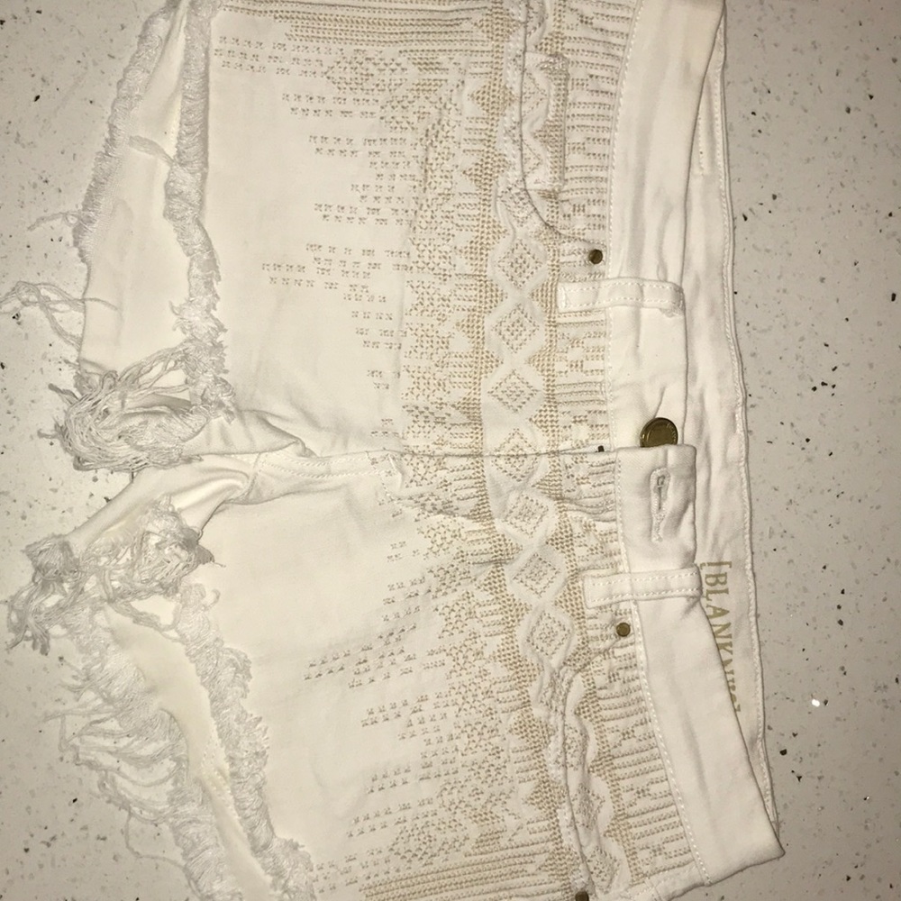 White tribal Denim Shorts
